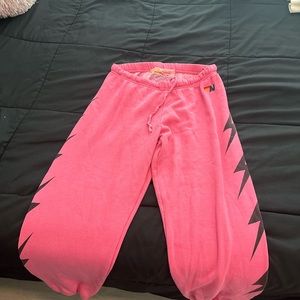 Aviator Nation pink lightening bolt sweatpant joggers